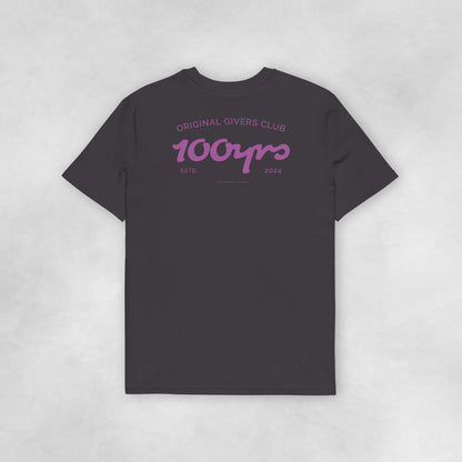 Back view of an anthracite coloured 100% organic cotton t-shirt.
